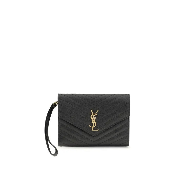 Black Calf Leather Bos Taurus Clutch Bag Saint Laurent