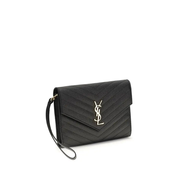 Black Calf Leather Bos Taurus Clutch Bag Saint Laurent