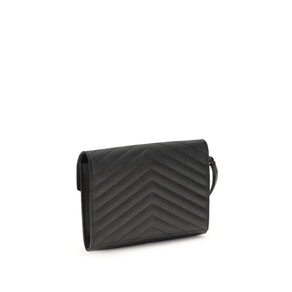 Black Calf Leather Bos Taurus Clutch Bag Saint Laurent