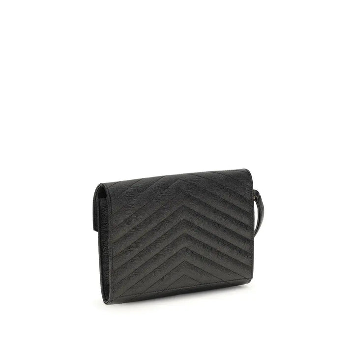 Black Calf Leather Bos Taurus Clutch Bag Saint Laurent