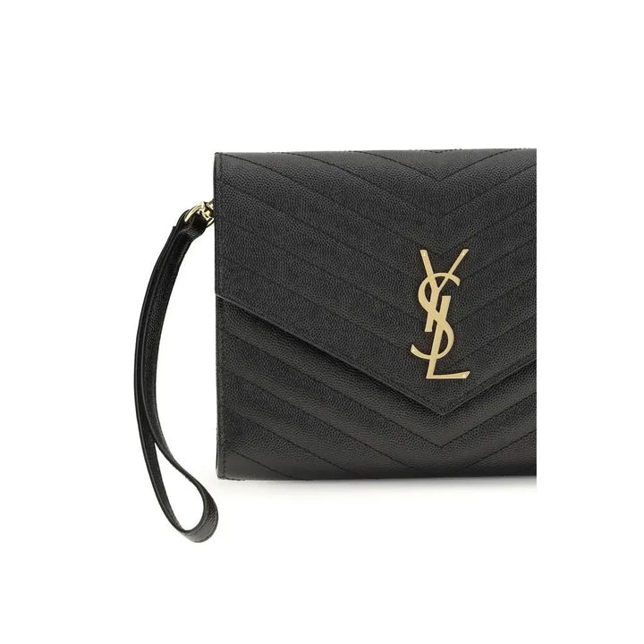 Black Calf Leather Bos Taurus Clutch Bag Saint Laurent