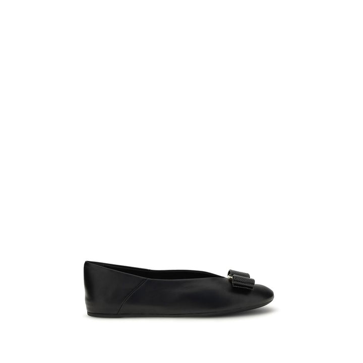 Black Calf Leather Bos Taurus Ballet Flats Ferragamo