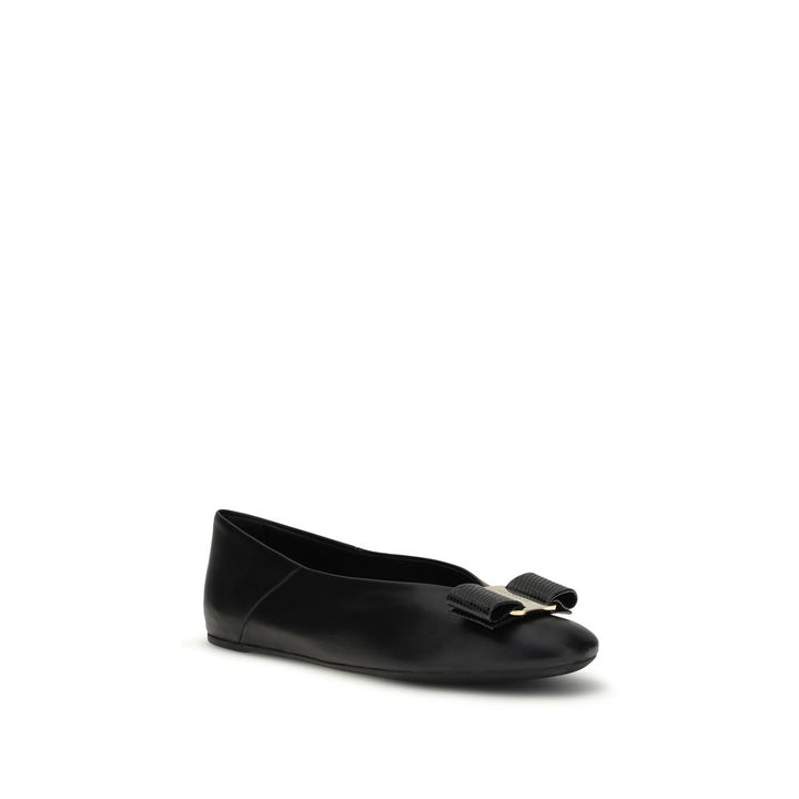 Black Calf Leather Bos Taurus Ballet Flats Ferragamo