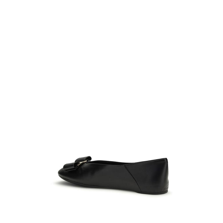 Black Calf Leather Bos Taurus Ballet Flats Ferragamo