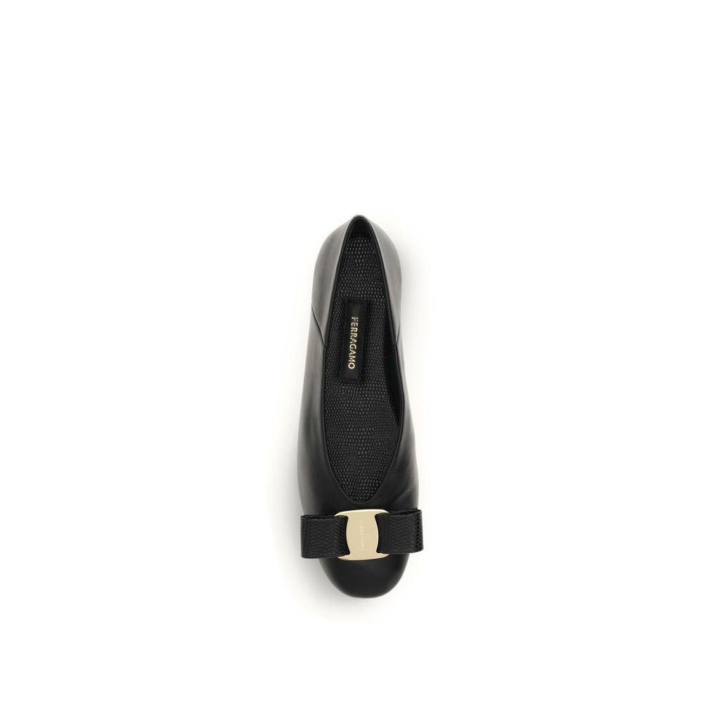 Black Calf Leather Bos Taurus Ballet Flats Ferragamo