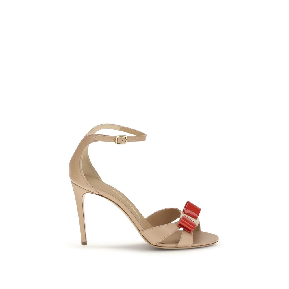 Beige Calf Leather Bos Taurus Stiletto Heel Sandals Ferragamo
