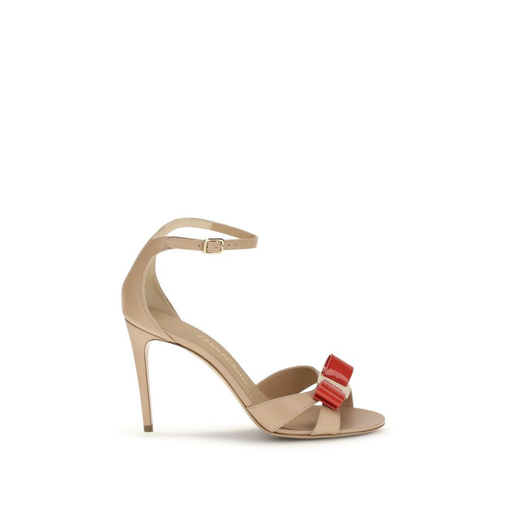 Beige Calf Leather Bos Taurus Stiletto Heel Sandals Ferragamo