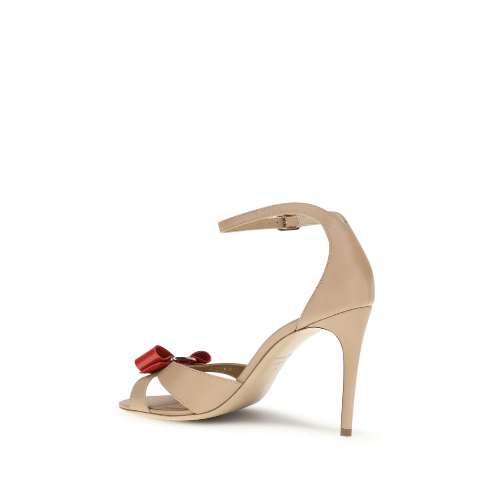 Beige Calf Leather Bos Taurus Stiletto Heel Sandals Ferragamo