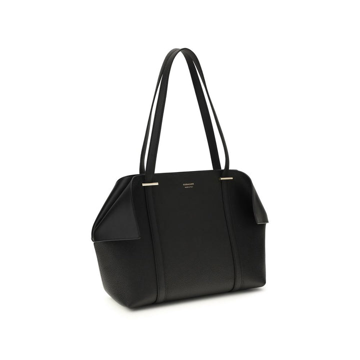Black Calf Leather Bos Taurus Shoulder Bag Ferragamo