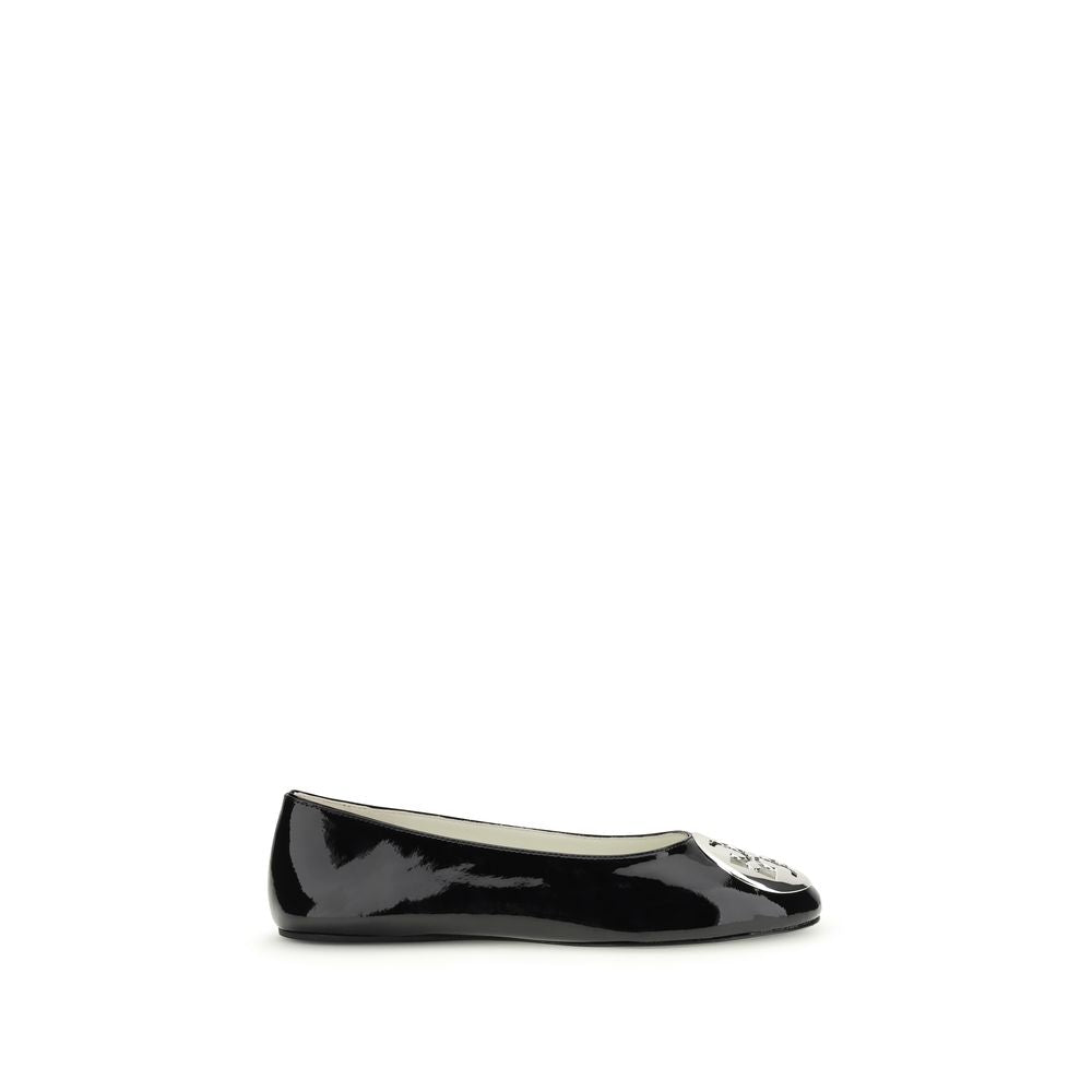 Black Calf Leather Bos Taurus Ballet Flats Tory Burch