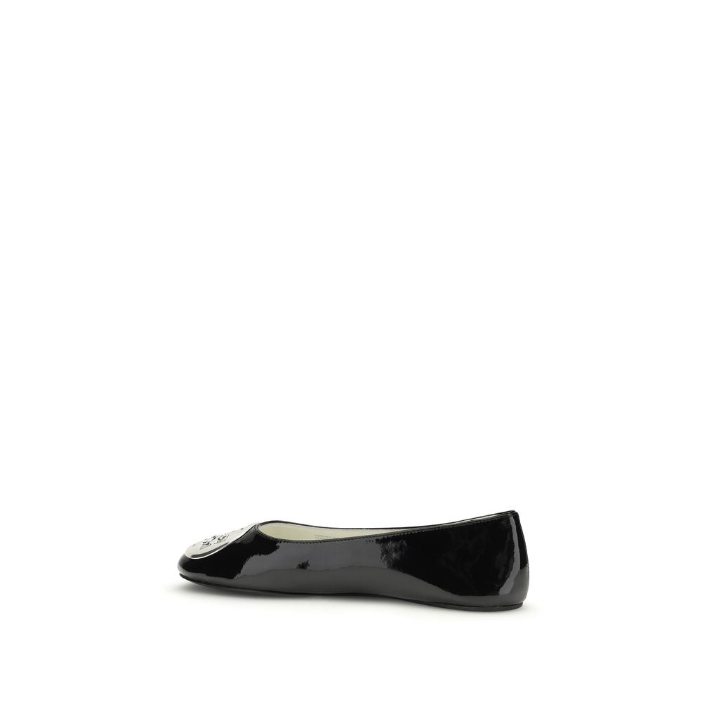 Black Calf Leather Bos Taurus Ballet Flats Tory Burch