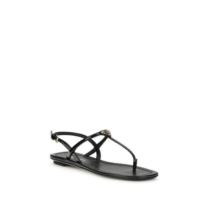 Black Calf Leather Bos Taurus Flip-Flop Sandals Prada