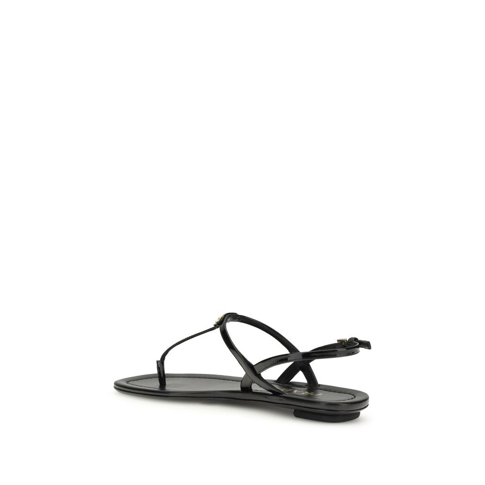 Black Calf Leather Bos Taurus Flip-Flop Sandals Prada