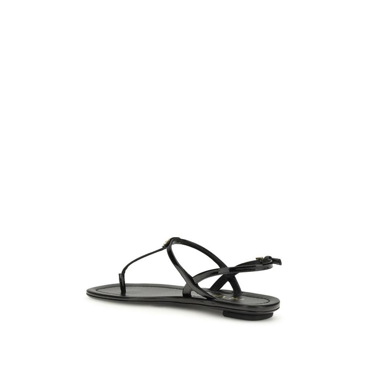Black Calf Leather Bos Taurus Flip-Flop Sandals Prada