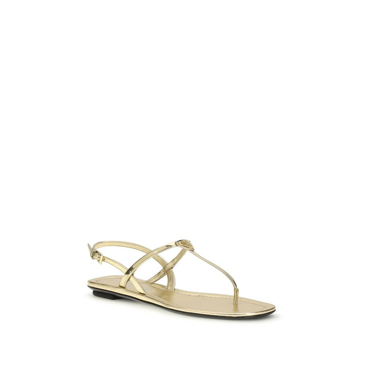 Silver Calf Leather Bos Taurus Flat Sandals Prada