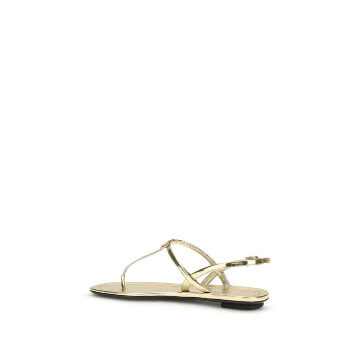 Silver Calf Leather Bos Taurus Flat Sandals Prada