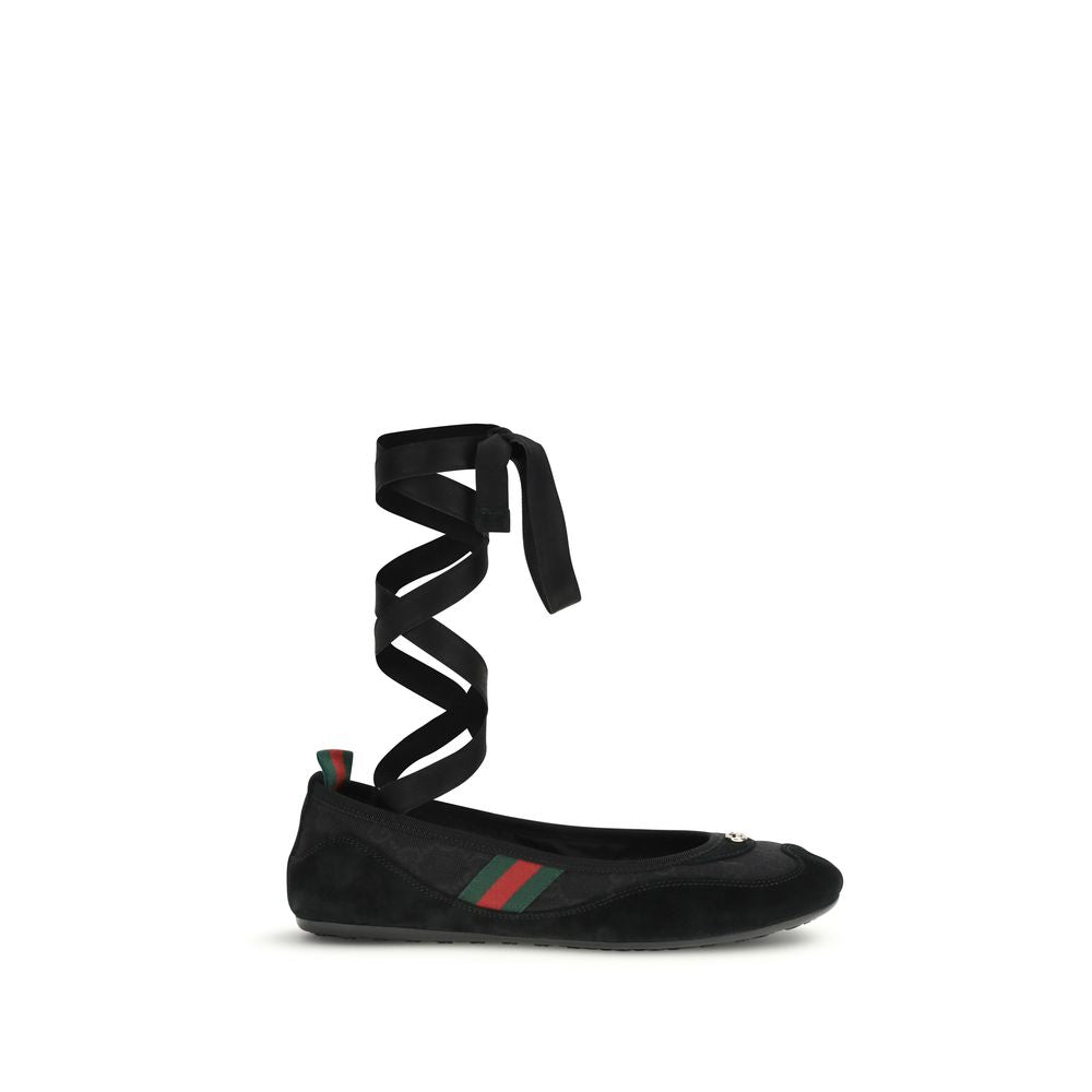 Black Fabric Ballet Flats Gucci