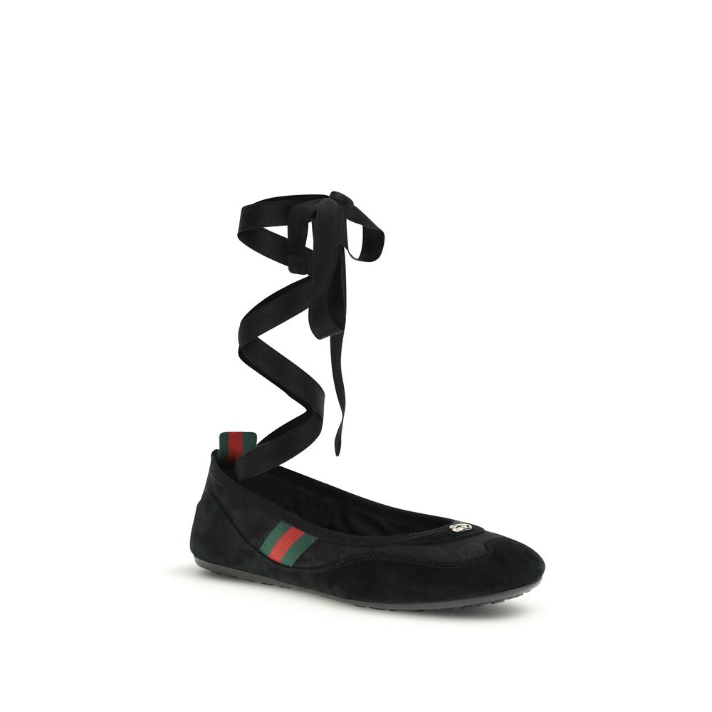 Black Fabric Ballet Flats Gucci