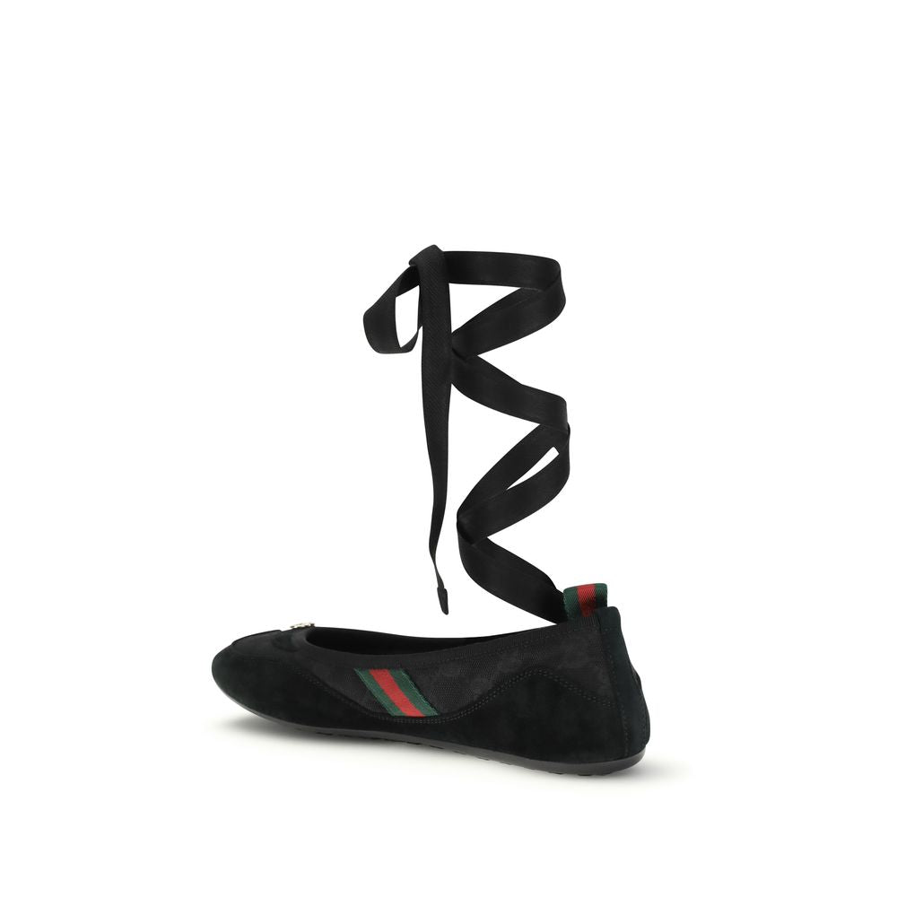 Black Fabric Ballet Flats Gucci