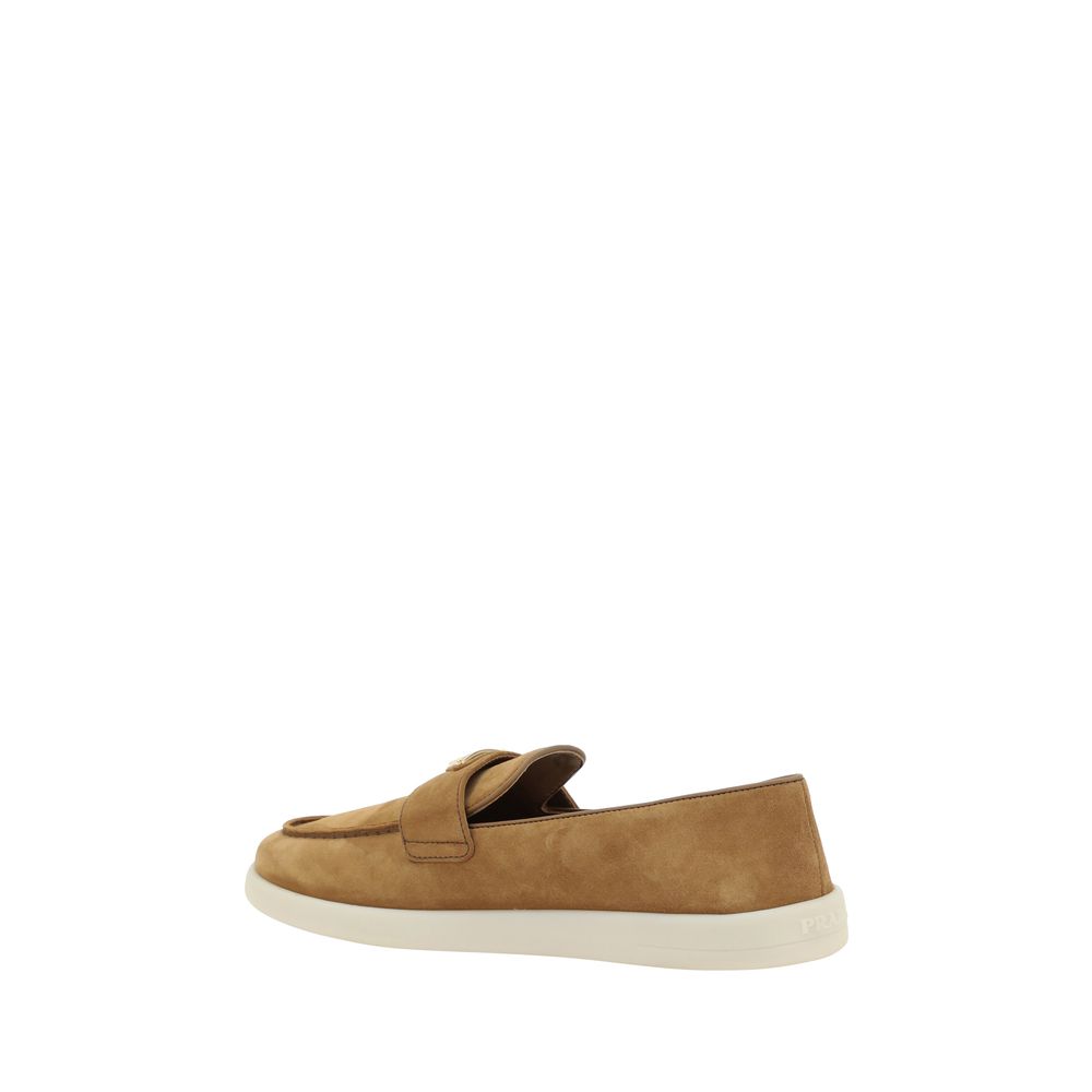 Brown Calf Leather Bos Taurus Slip-On Loafers Prada