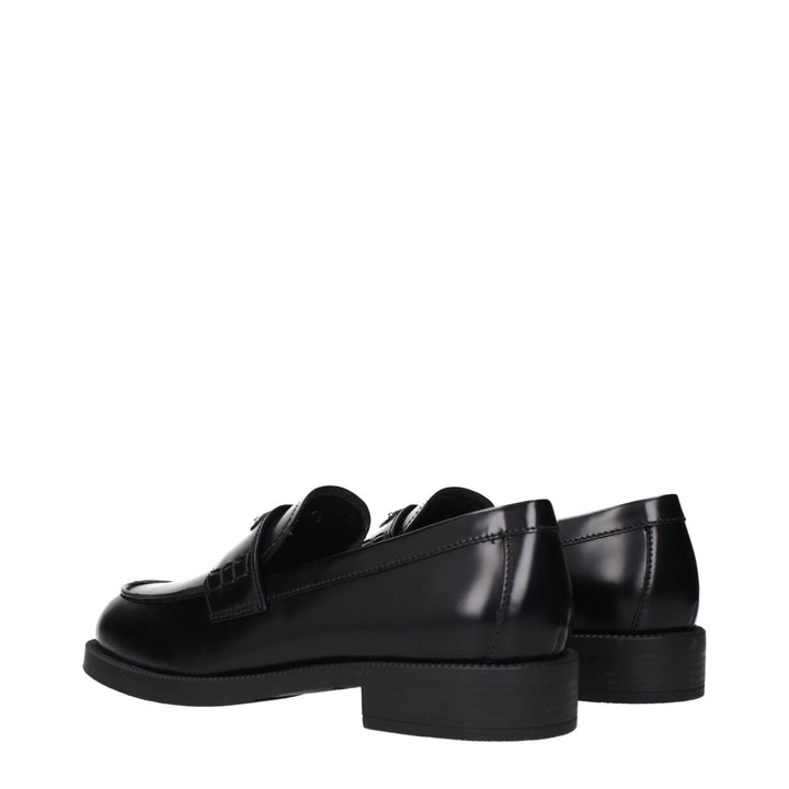 Black Leather Slip-On Loafers Prada
