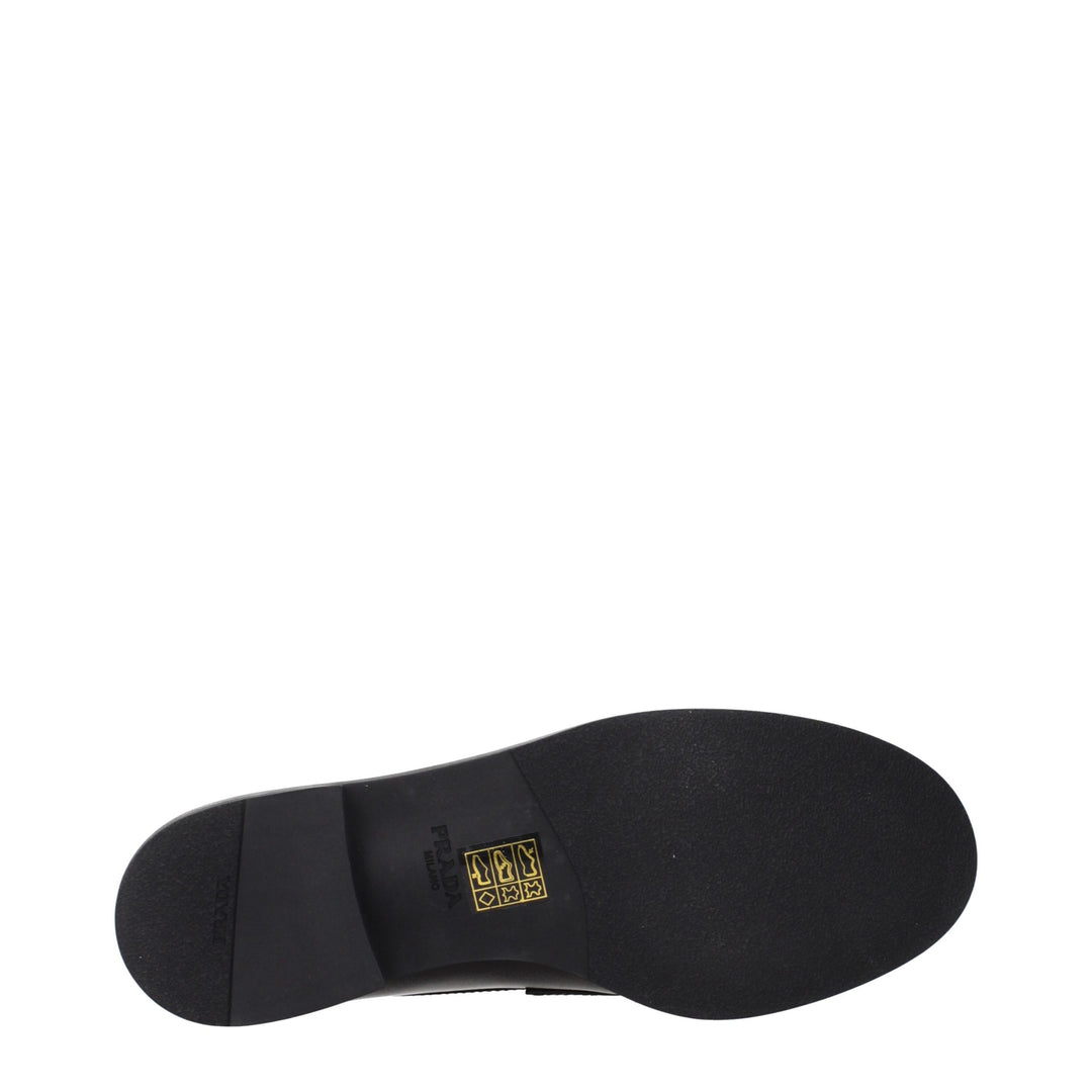 Black Leather Slip-On Loafers Prada