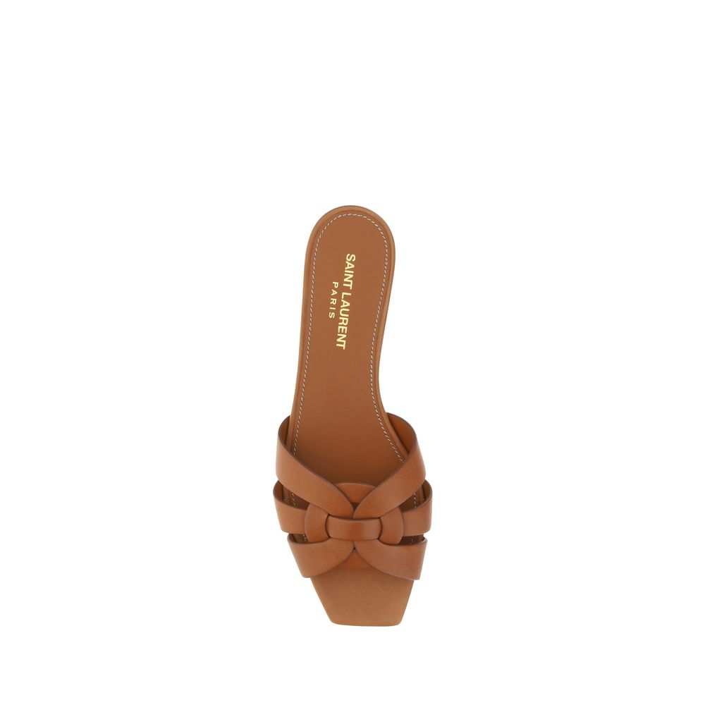 Brown Calf Leather Bos Taurus Sandals Saint Laurent