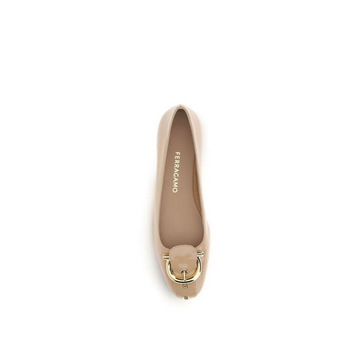 Beige Calf Leather Bos Taurus Ballet Flats Ferragamo
