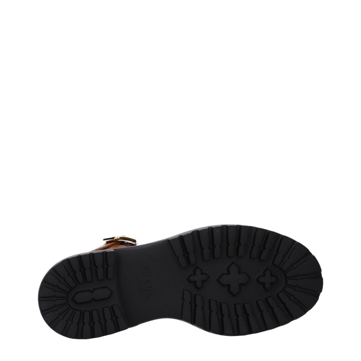 Brown Leather Platform Sandals Prada