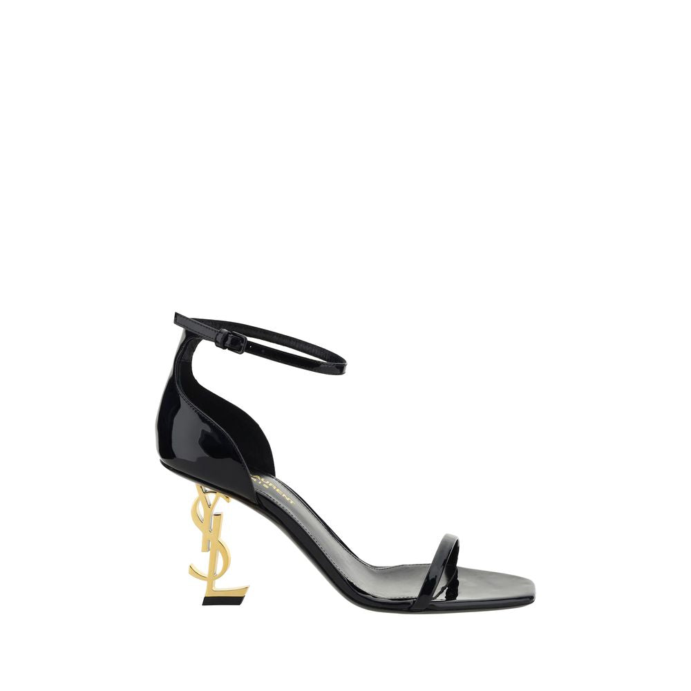 Black Calf Leather Bos Taurus Stiletto Heel Sandals Saint Laurent
