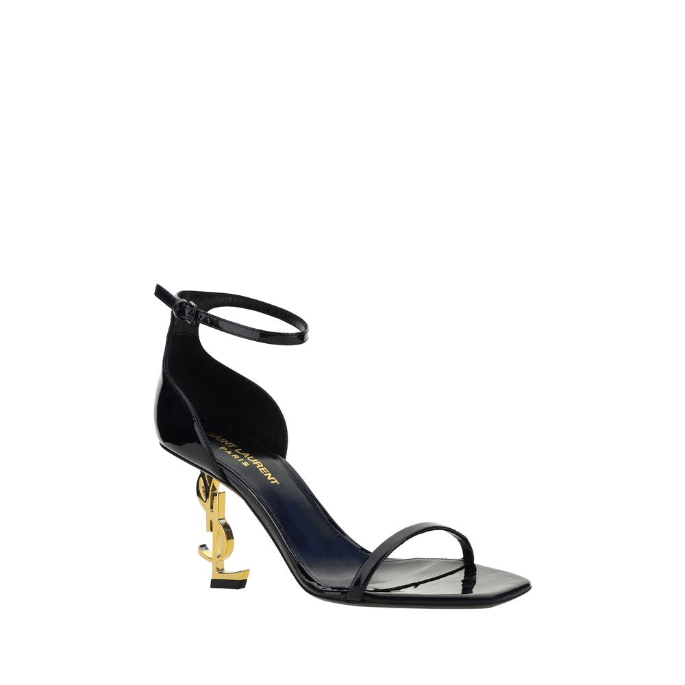 Black Calf Leather Bos Taurus Stiletto Heel Sandals Saint Laurent