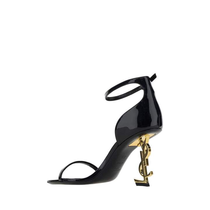 Black Calf Leather Bos Taurus Stiletto Heel Sandals Saint Laurent