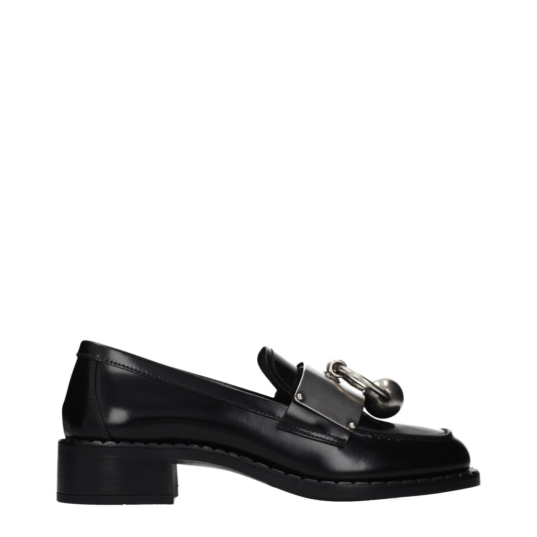 Black Leather Slip-On Loafers Prada