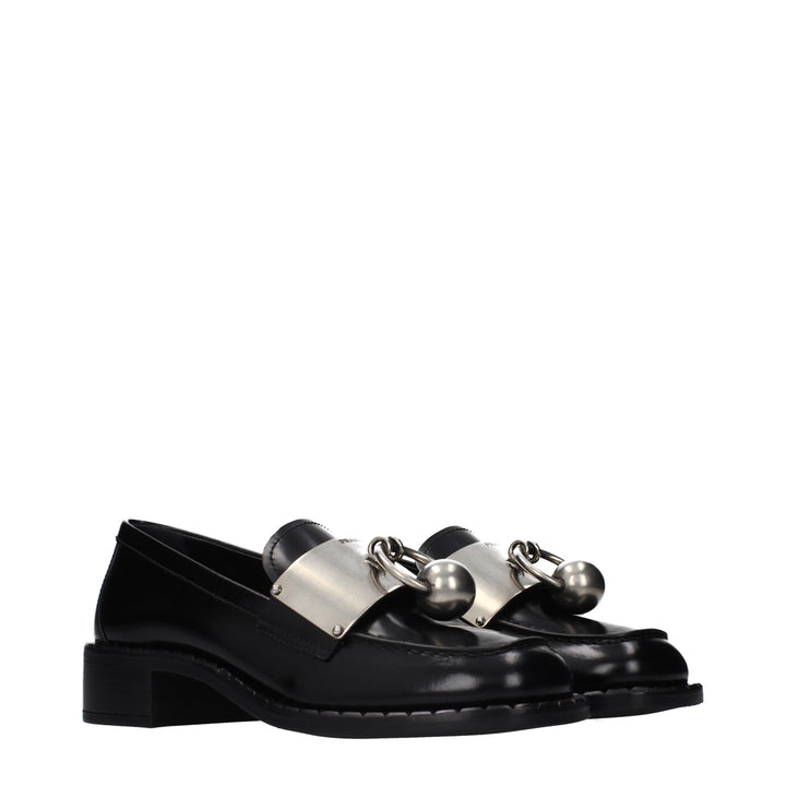 Black Leather Slip-On Loafers Prada