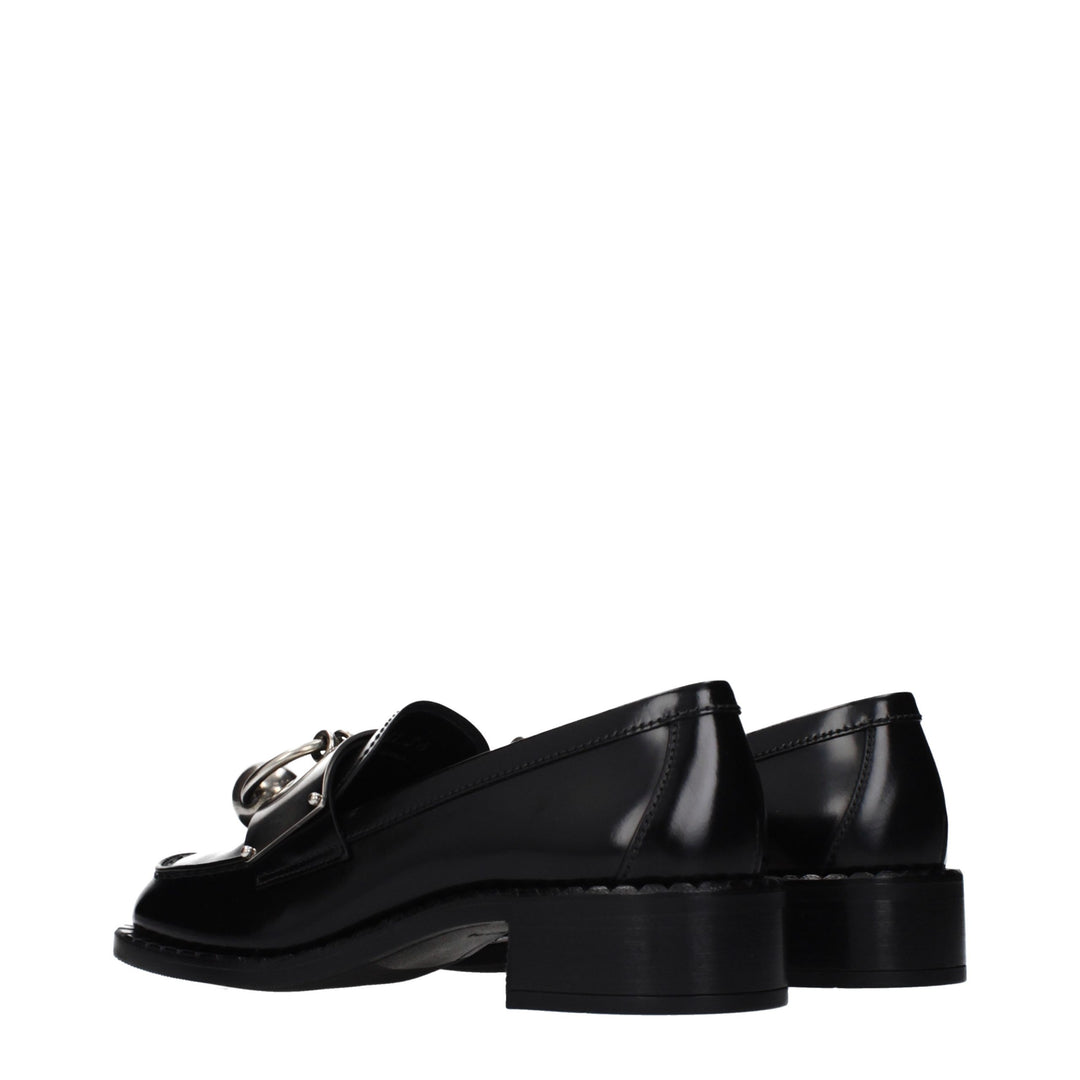 Black Leather Slip-On Loafers Prada