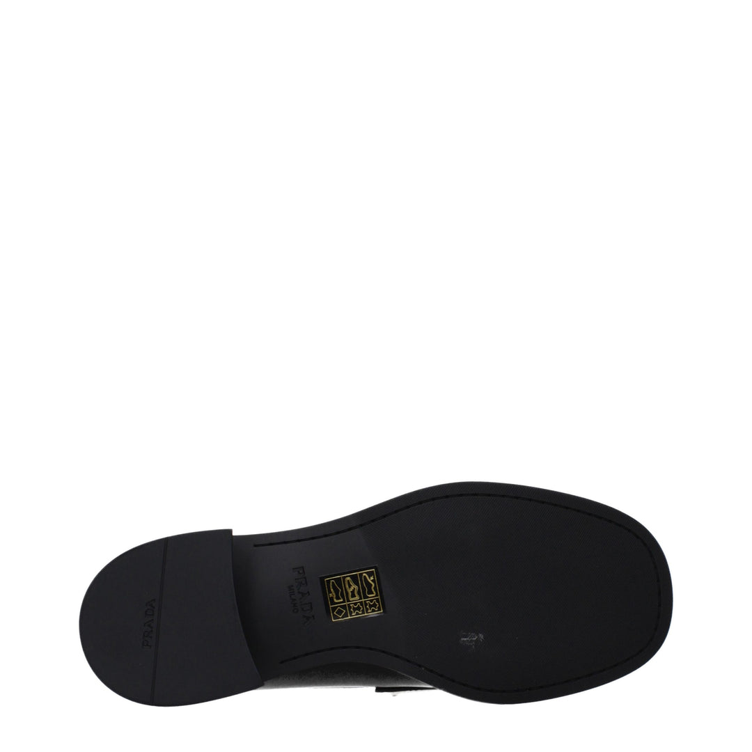 Black Leather Slip-On Loafers Prada