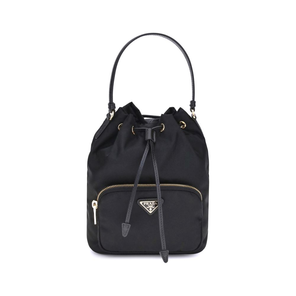 Black Recycled Polyamide Backet Bag Prada