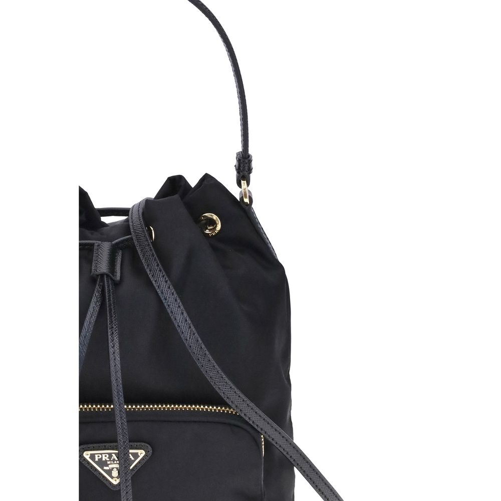 Black Recycled Polyamide Backet Bag Prada