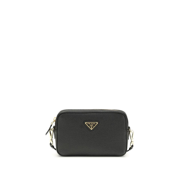 Black Calf Leather Bos Taurus Shoulder Bag Prada