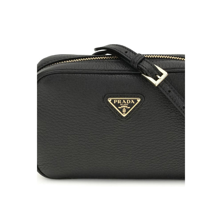 Black Calf Leather Bos Taurus Shoulder Bag Prada