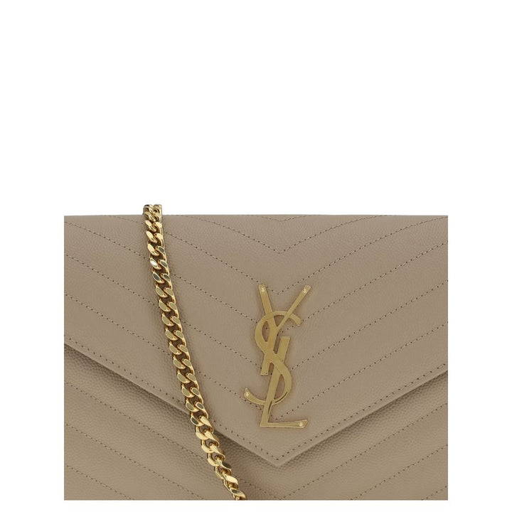 Beige Calf Leather Bos Taurus Shoulder Bag Saint Laurent