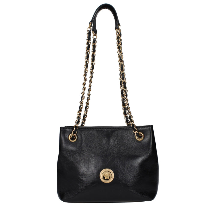 Black Leather Shoulder Bag Versace