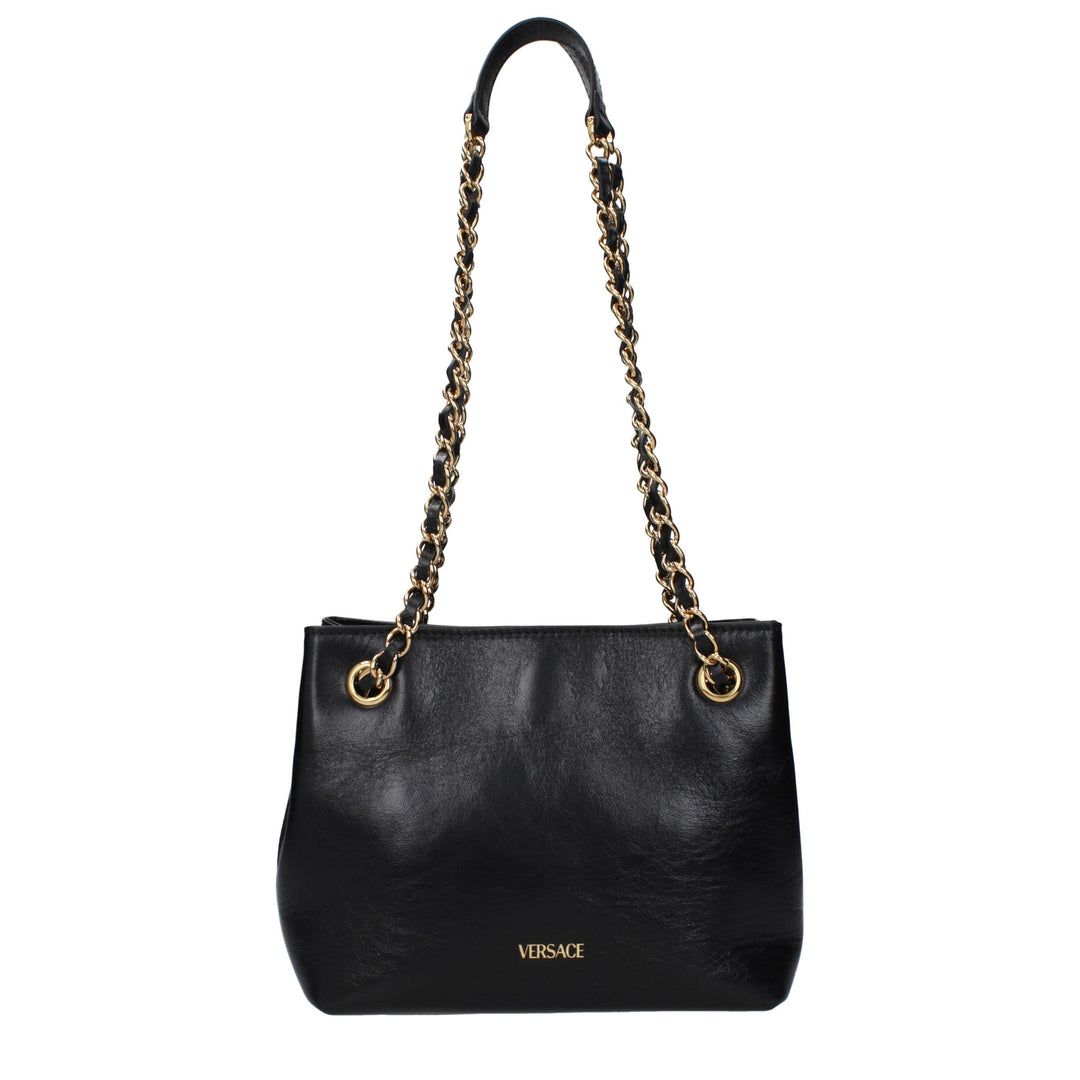 Black Leather Shoulder Bag Versace