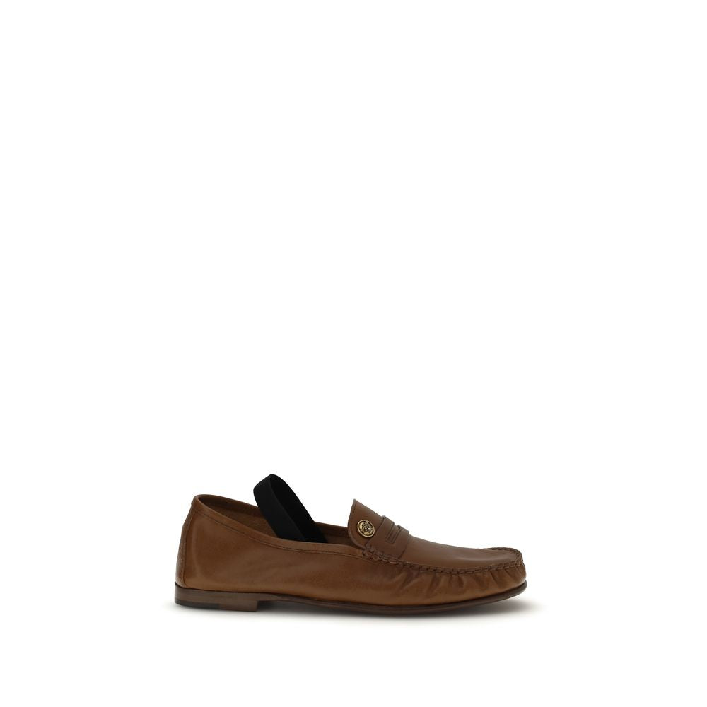 Brown Lamb Ovis Aries Aries Slip-On Loafers Versace