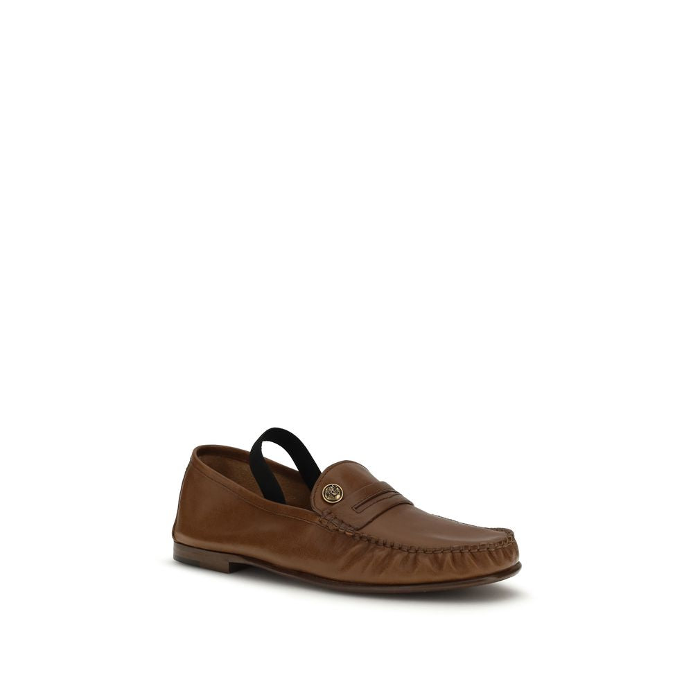 Brown Lamb Ovis Aries Aries Slip-On Loafers Versace