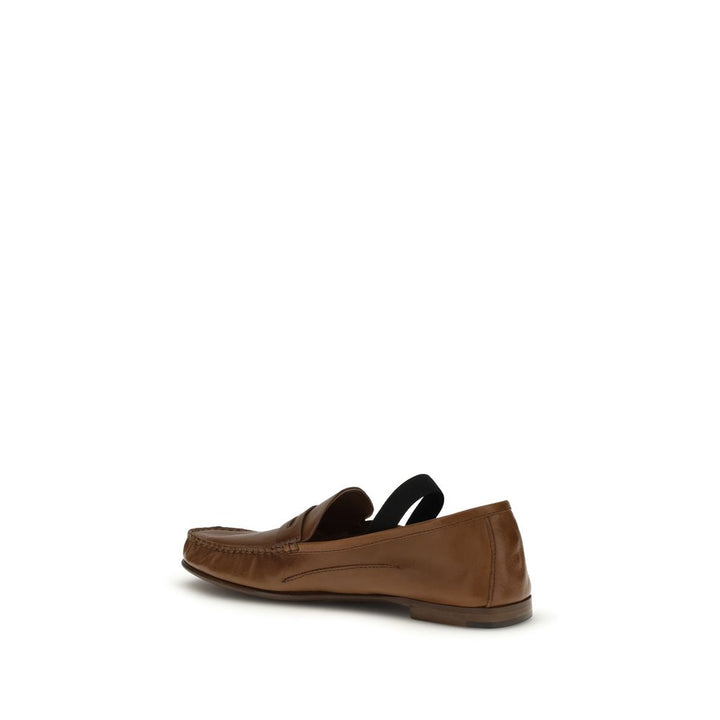 Brown Lamb Ovis Aries Aries Slip-On Loafers Versace