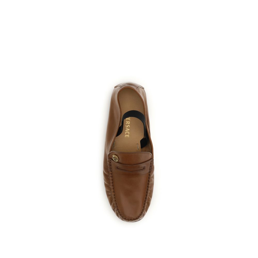 Brown Lamb Ovis Aries Aries Slip-On Loafers Versace