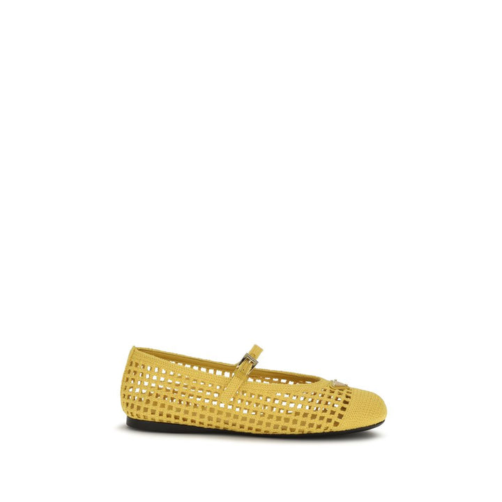 Bicolor Cotton Ballet Flats Prada