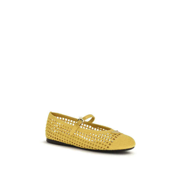 Bicolor Cotton Ballet Flats Prada