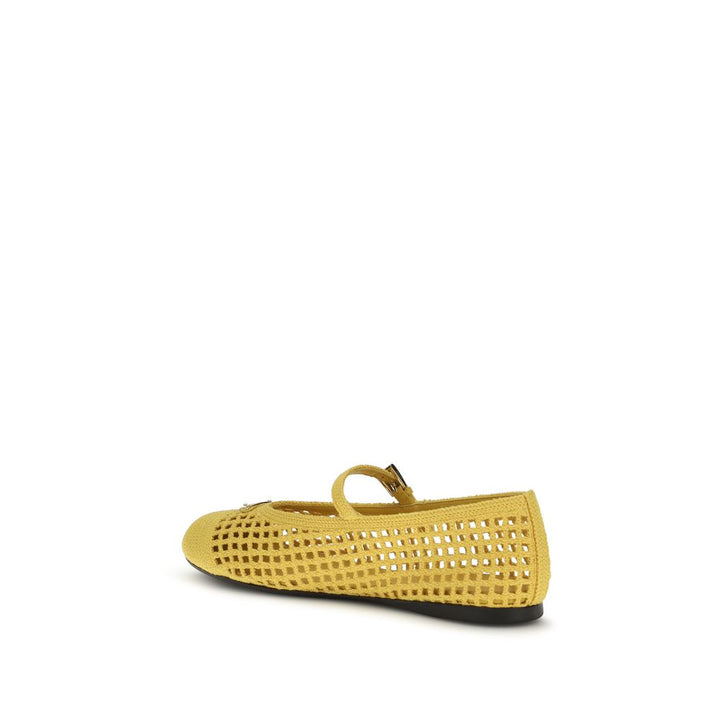 Bicolor Cotton Ballet Flats Prada